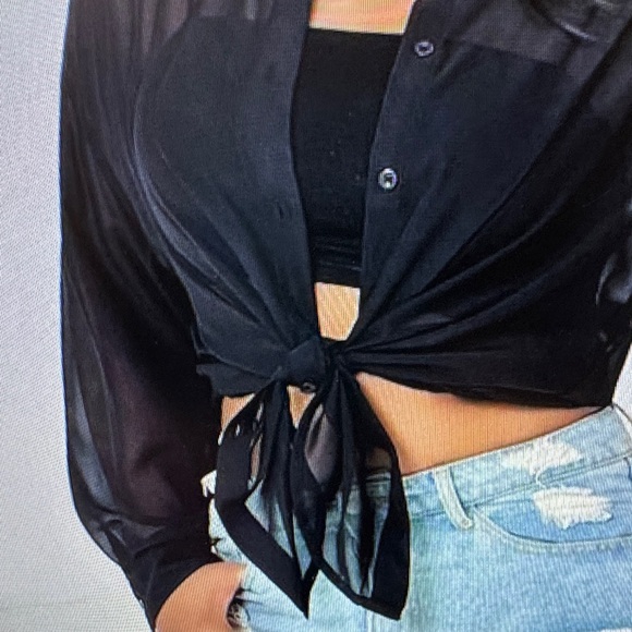 Black Sheer Butterfly Blouse 7XL - Picture 9 of 9